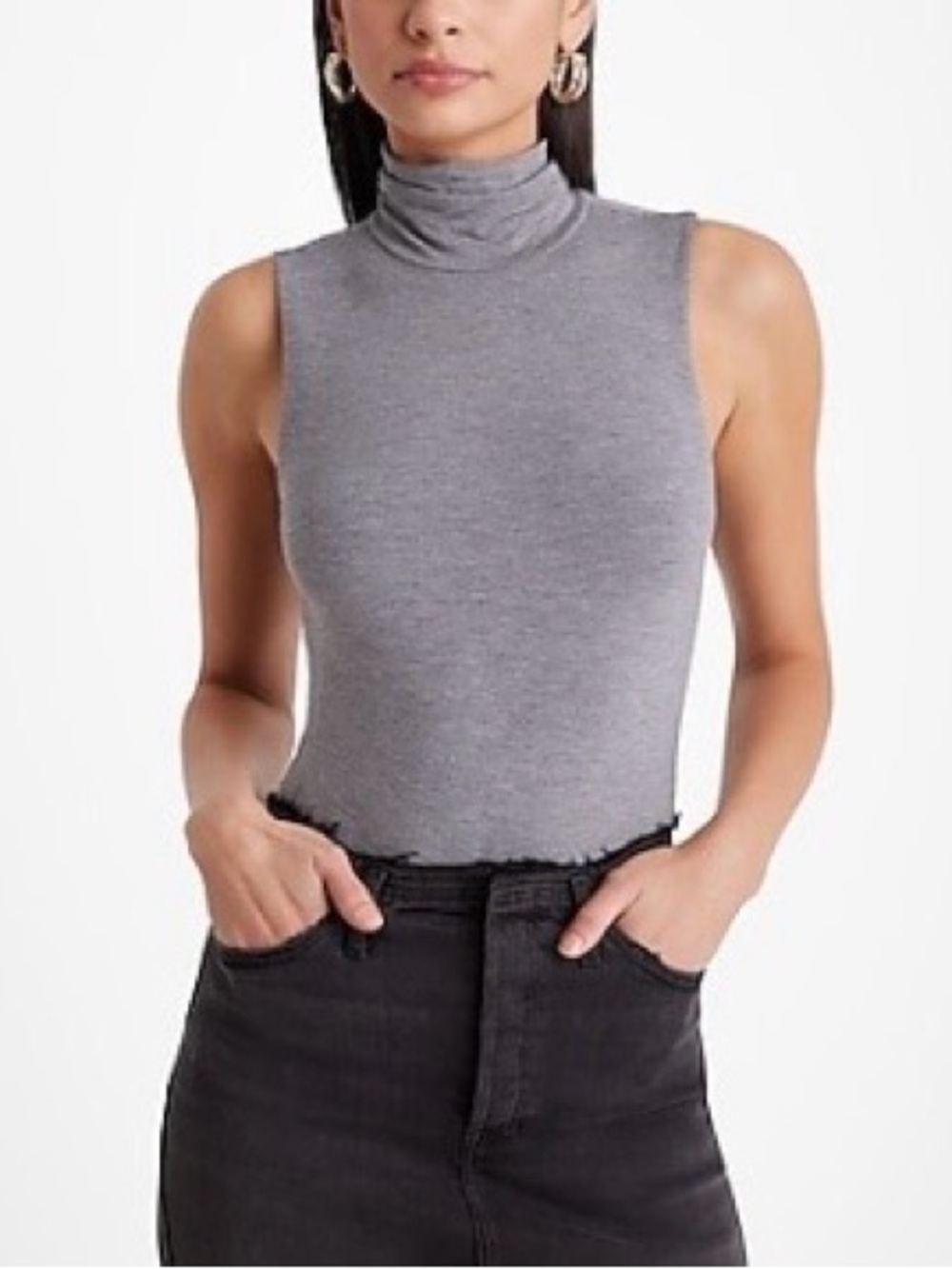 Express Gray Sleeveless Mock Neck Tank
